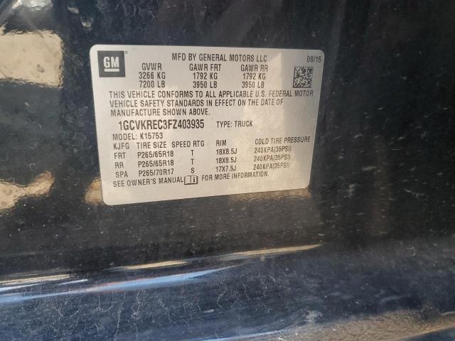 2015 CHEVROLET SILVERADO - 1GCVKREC3FZ403935