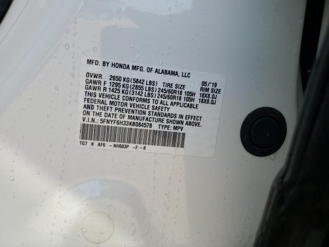 2019 HONDA PILOT EX 5FNYF6H33KB084578