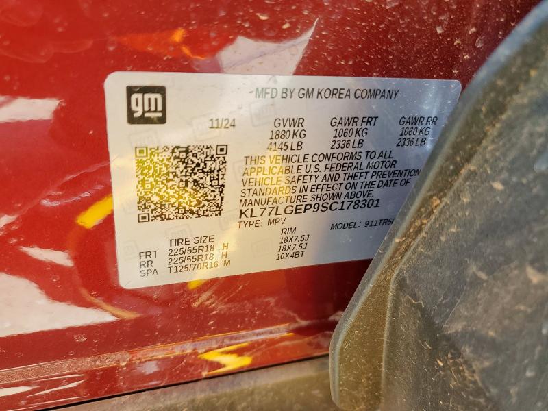 2025 CHEVROLET TRAX 1RS KL77LGEP9SC178301