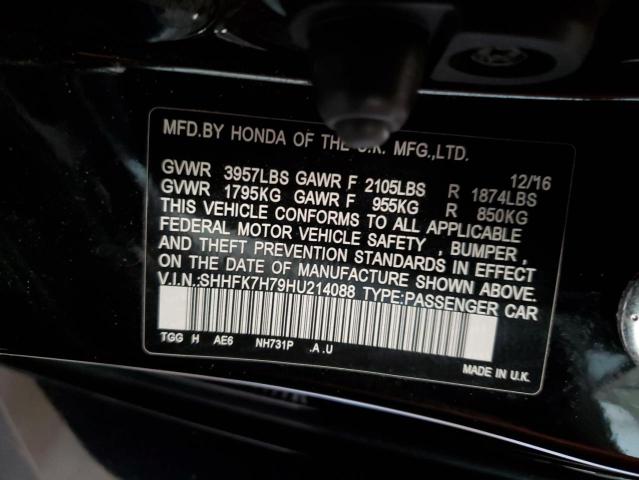 2017 HONDA CIVIC EXL SHHFK7H79HU214088