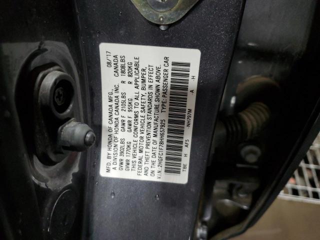 2017 HONDA CIVIC EXL 2HGFC1F78HH657925