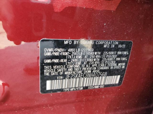 2022 SUBARU FORESTER P JF2SKAEC8NH407568