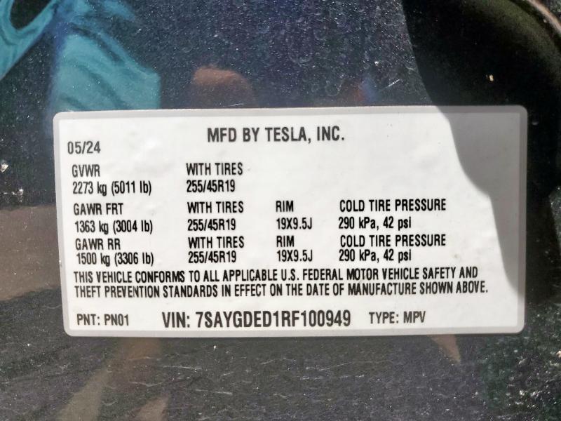 2024 TESLA MODEL Y - 7SAYGDED1RF100949