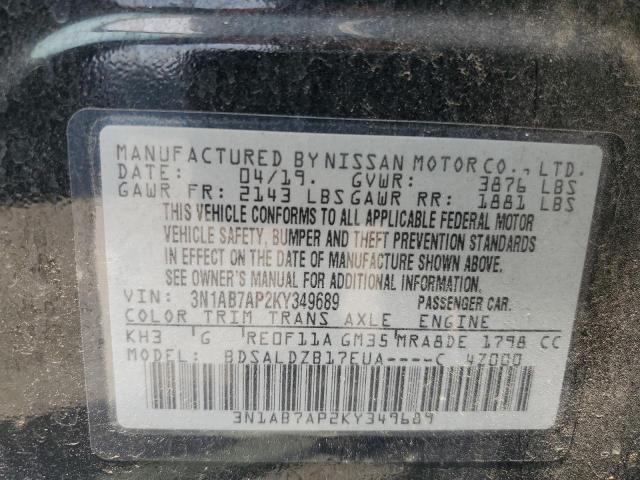 2019 NISSAN SENTRA S 3N1AB7AP2KY349689