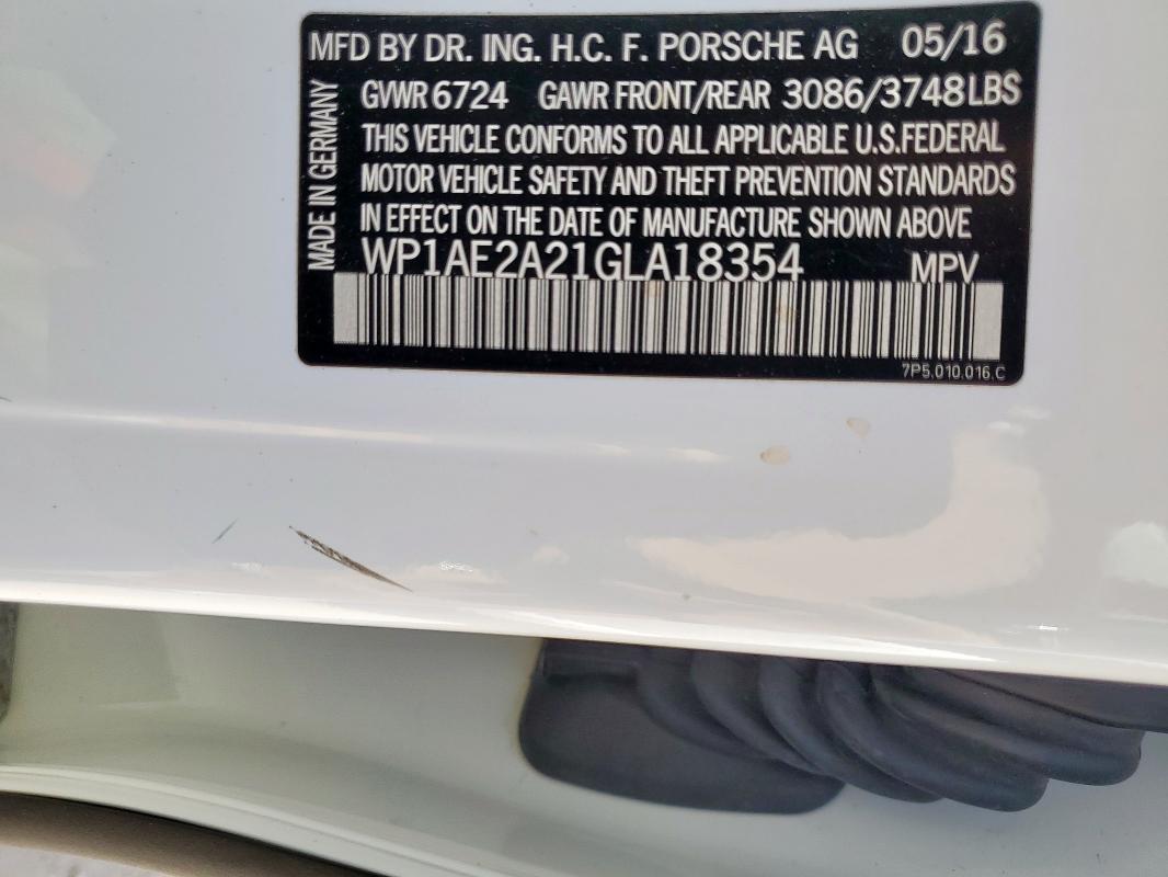 2016 PORSCHE CAYENNE SE - WP1AE2A21GLA18354