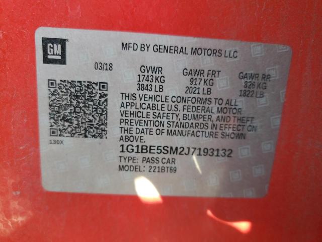 2018 CHEVROLET CRUZE LT - 1G1BE5SM2J7193132