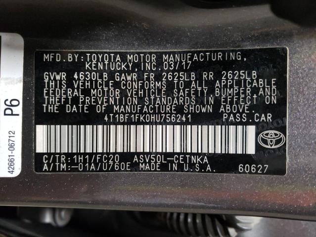 2017 TOYOTA CAMRY LE 4T1BF1FK0HU756241