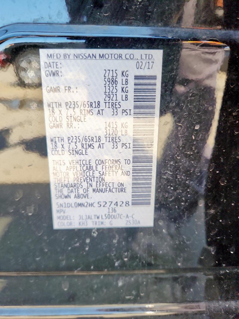 2017 INFINITI QX60 5N1DL0MN2HC527428