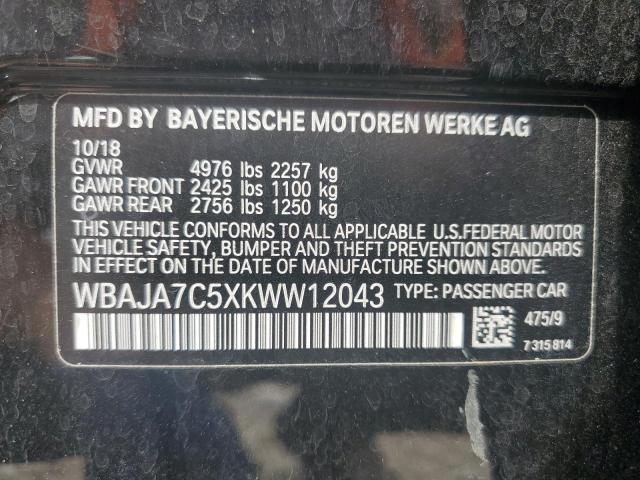 2019 BMW 530 XI WBAJA7C5XKWW12043