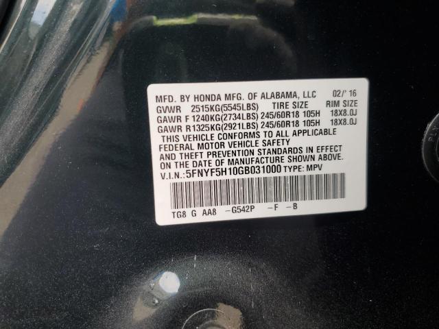 2016 HONDA PILOT LX 5FNYF5H10GB031000