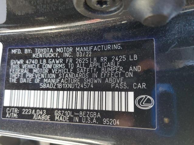 2022 LEXUS ES 350 BAS 58ADZ1B1XNU124574
