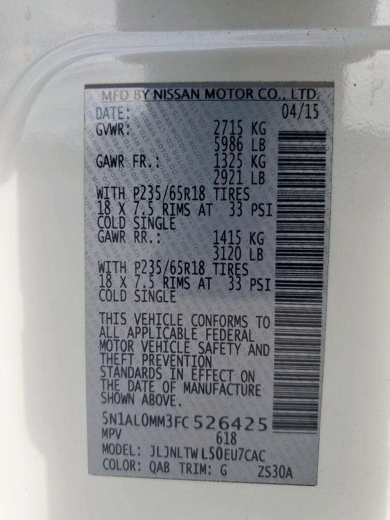 2015 INFINITI QX60 5N1AL0MM3FC526425