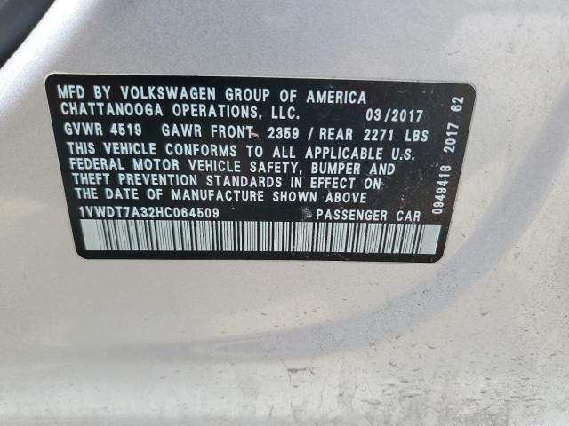 2017 VOLKSWAGEN PASSAT R-L 1VWDT7A32HC064509