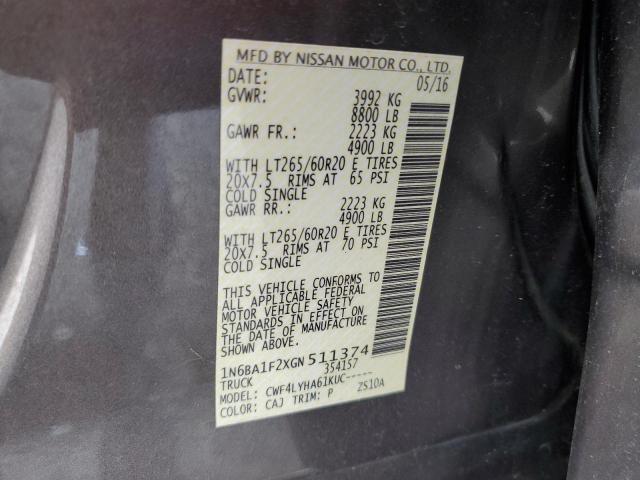 2016 NISSAN TITAN XD S 1N6BA1F2XGN511374