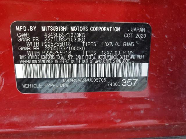 2021 MITSUBISHI OUTLANDER JA4ARVAW2MU005705