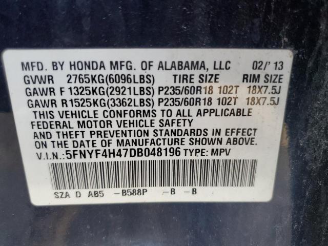 2013 HONDA PILOT EX - 5FNYF4H47DB048196