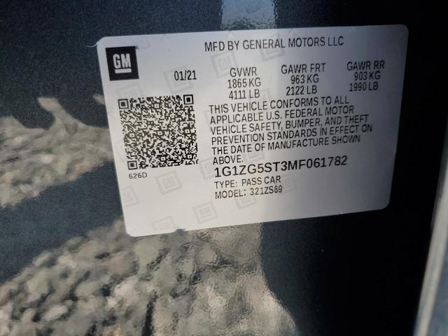 2021 CHEVROLET MALIBU RS 1G1ZG5ST3MF061782
