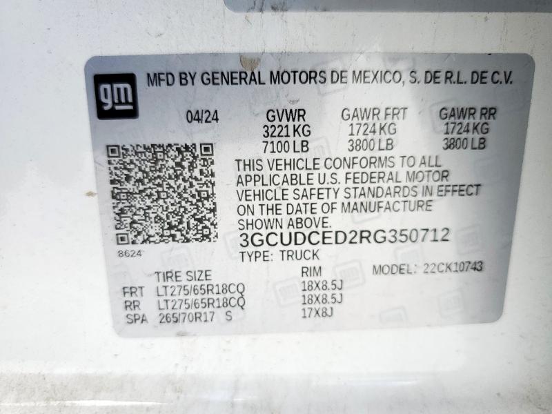 2024 CHEVROLET SILVERADO K1500 TRAIL BOSS CUSTOM 3GCUDCED2RG350712