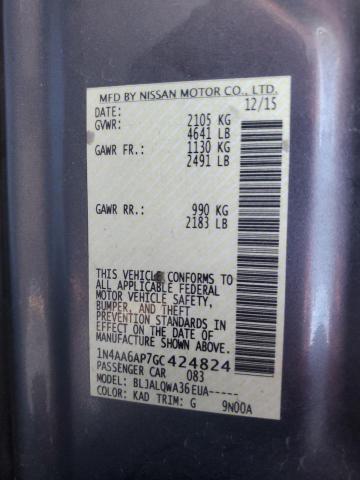 2016 NISSAN MAXIMA 3.5S 1N4AA6AP7GC424824