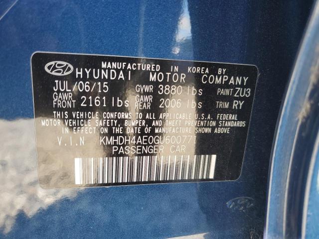 2016 HYUNDAI ELANTRA SE KMHDH4AE0GU600771