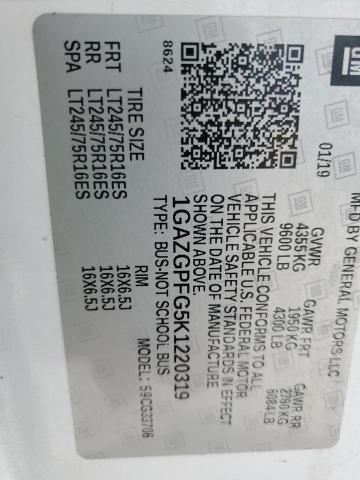 2019 CHEVROLET EXPRESS G3 1GAZGPFG5K1220319
