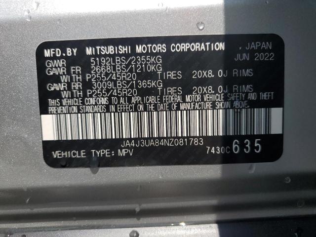 2022 MITSUBISHI OUTLANDER JA4J3UA84NZ081783