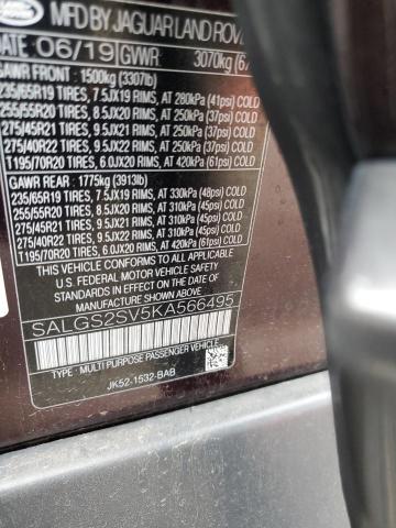 2019 LAND ROVER RANGE ROVE SALGS2SV5KA566495