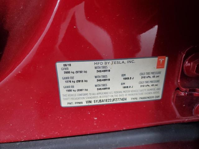 2018 TESLA MODEL S 5YJSA1E22JF277404