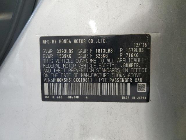 2016 HONDA FIT LX JHMGK5H51GX019811