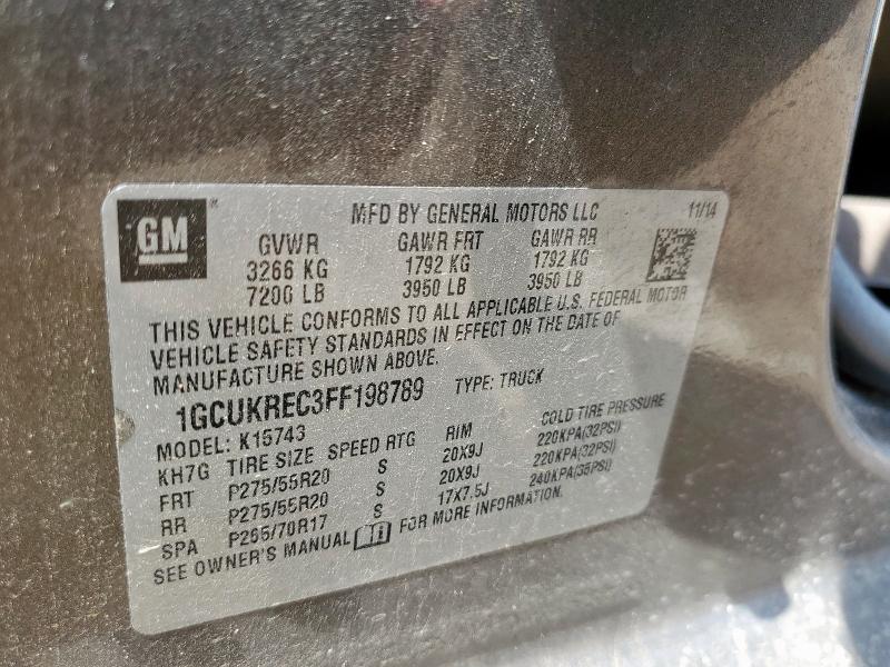 2015 CHEVROLET SILVERADO - 1GCUKREC3FF198789