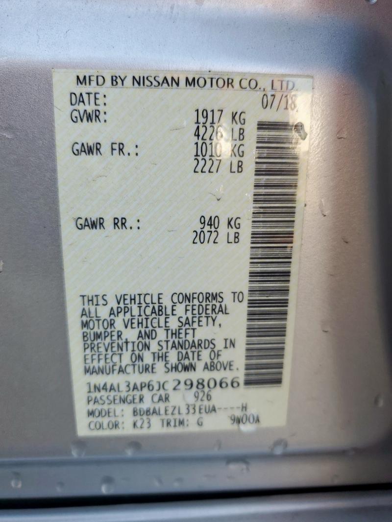 2018 NISSAN ALTIMA 2.5 1N4AL3AP6JC298066