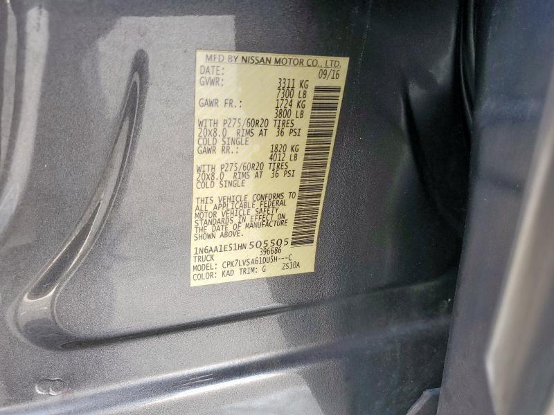 2017 NISSAN TITAN SV - 1N6AA1E51HN505505