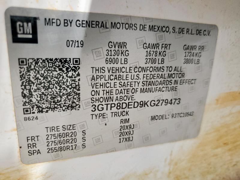 2019 GMC SIERRA C15 - 3GTP8DED9KG279473