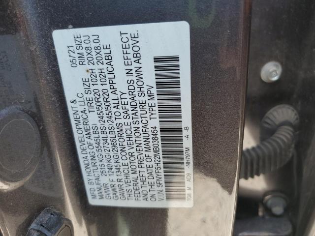 2021 HONDA PILOT SE 5FNYF5H22MB038454