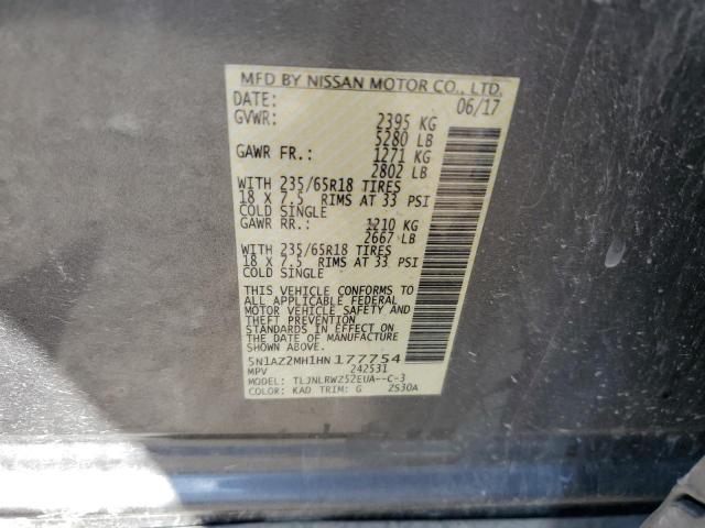 2017 NISSAN MURANO S 5N1AZ2MH1HN177754