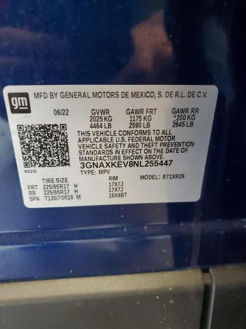 2022 CHEVROLET EQUINOX LT 3GNAXKEV8NL255447
