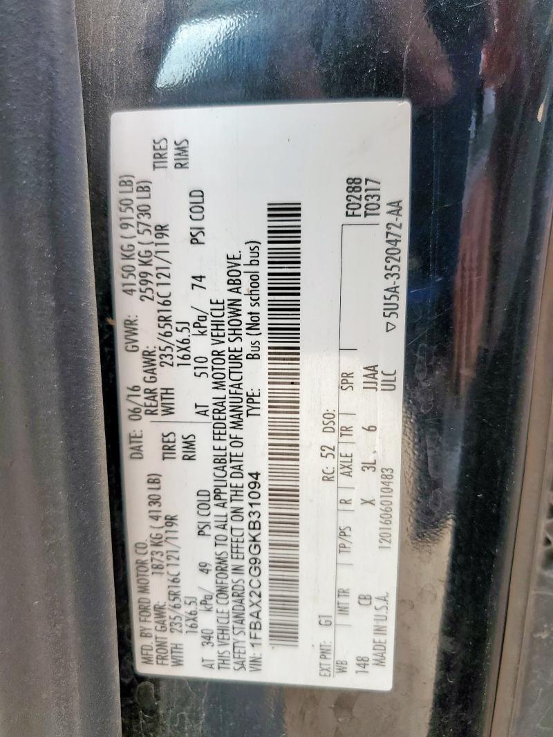 2016 FORD TRANSIT T- 1FBAX2CG9GKB31094
