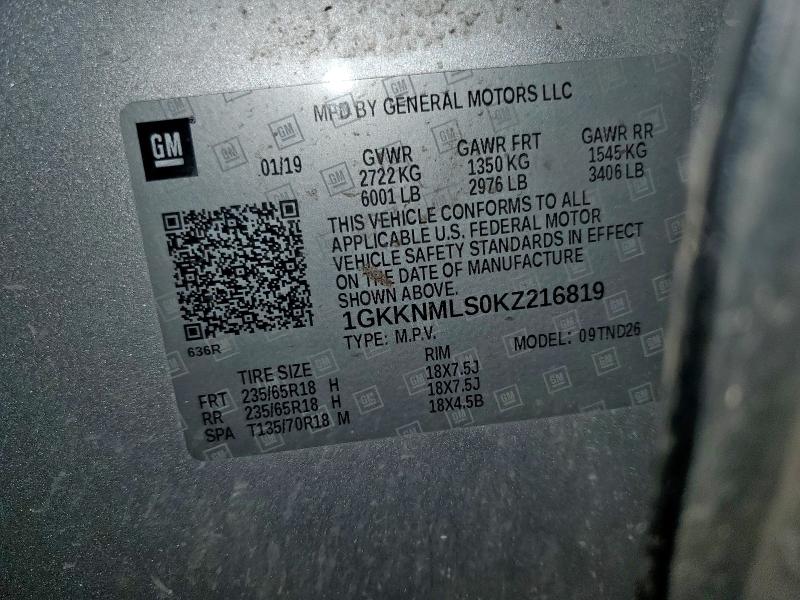 2019 GMC ACADIA SLT 1GKKNMLS0KZ216819