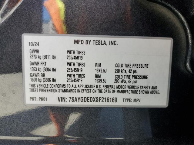 2025 TESLA MODEL Y 7SAYGDEDXSF216169