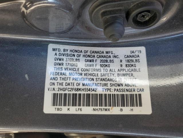 2019 HONDA CIVIC LX 2HGFC2F68KH554542