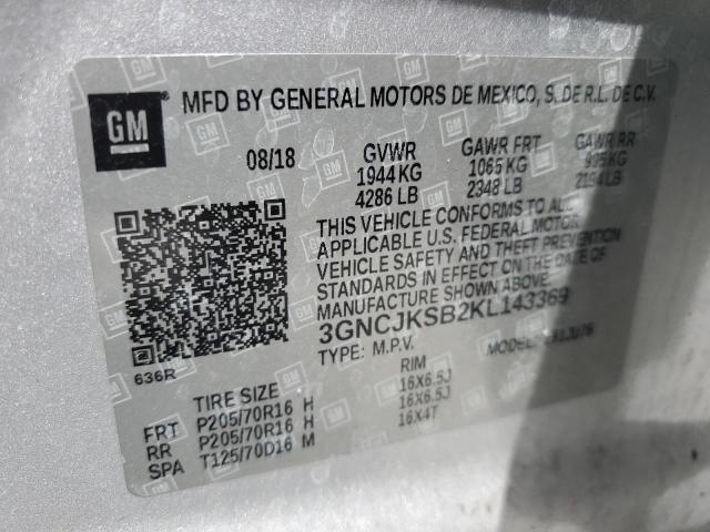 2019 CHEVROLET TRAX LS 3GNCJKSB2KL143369