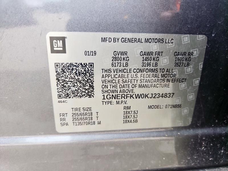 2019 CHEVROLET TRAVERSE L - 1GNERFKW0KJ234837