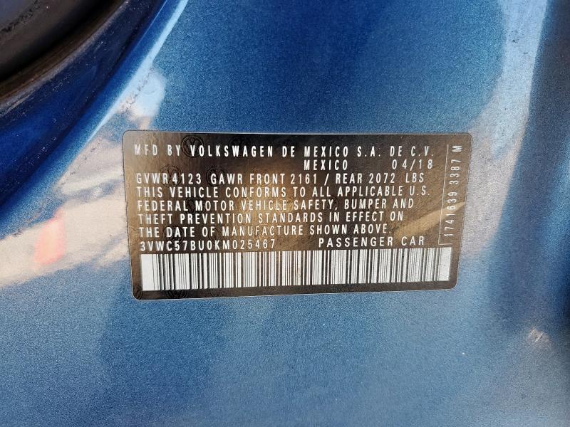 2019 VOLKSWAGEN JETTA S - 3VWC57BU0KM025467