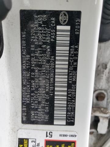 2019 TOYOTA CAMRY L - 4T1B11HK0KU709794