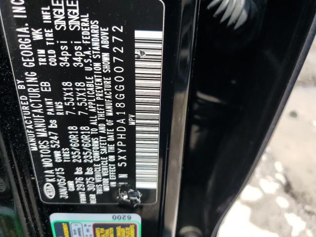 2016 KIA SORENTO EX 5XYPHDA18GG007272