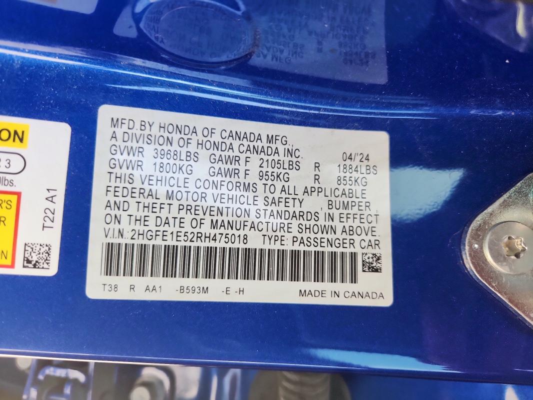 2024 HONDA CIVIC SI - 2HGFE1E52RH475018