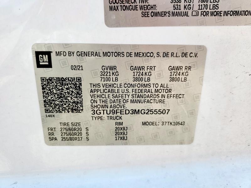2021 GMC SIERRA K15 - 3GTU9FED3MG255507