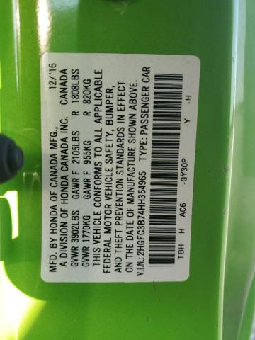 2017 HONDA CIVIC EXL 2HGFC3B74HH354965