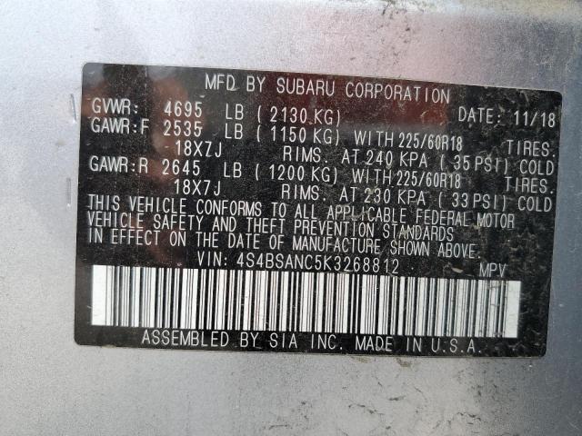 2019 SUBARU OUTBACK 2. 4S4BSANC5K3268812