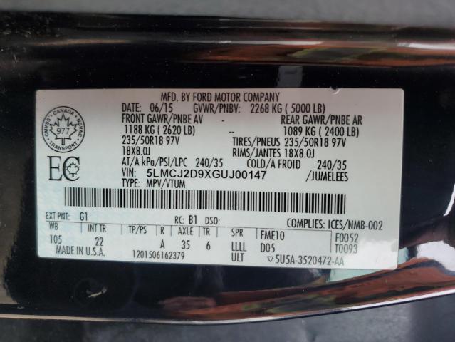 2016 LINCOLN MKC SELECT 5LMCJ2D9XGUJ00147